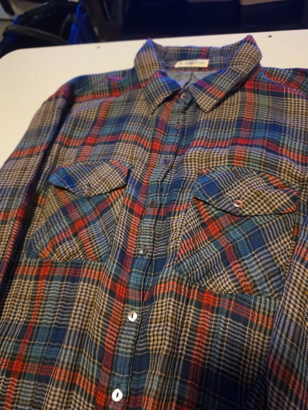 Natural Life Cooper Shirt Navy Red Plaid Cotton Dress Sz XL - Picture 7 of 14